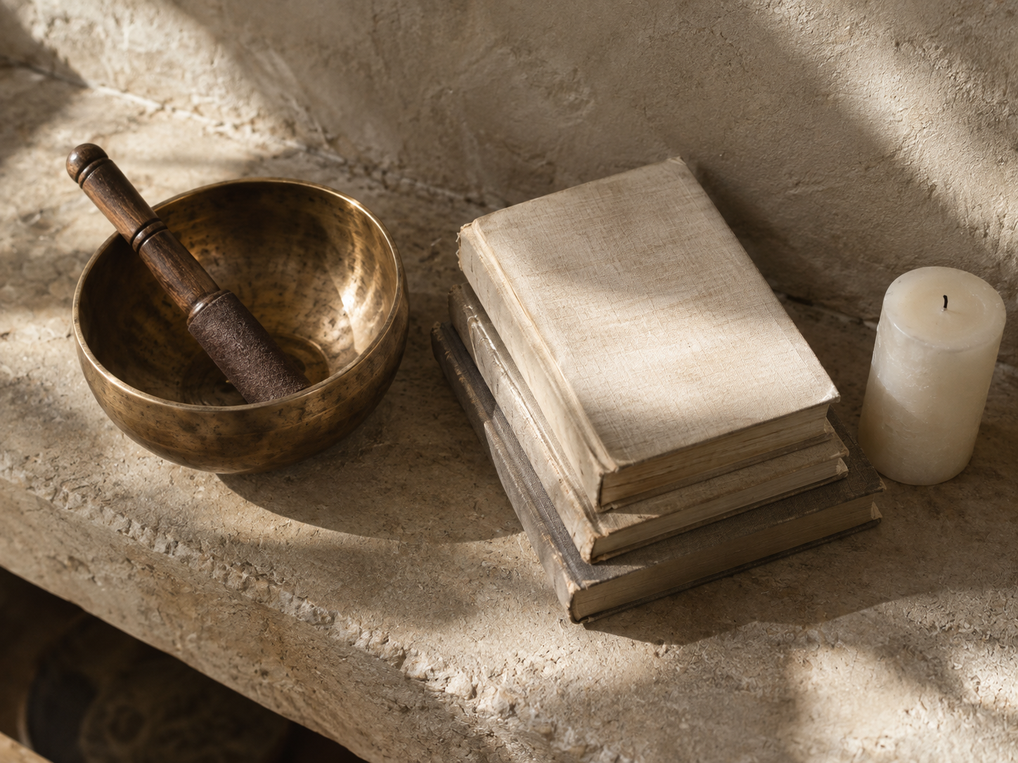 Old family photographs and a candle, representing the early years of Astara's psychic gift