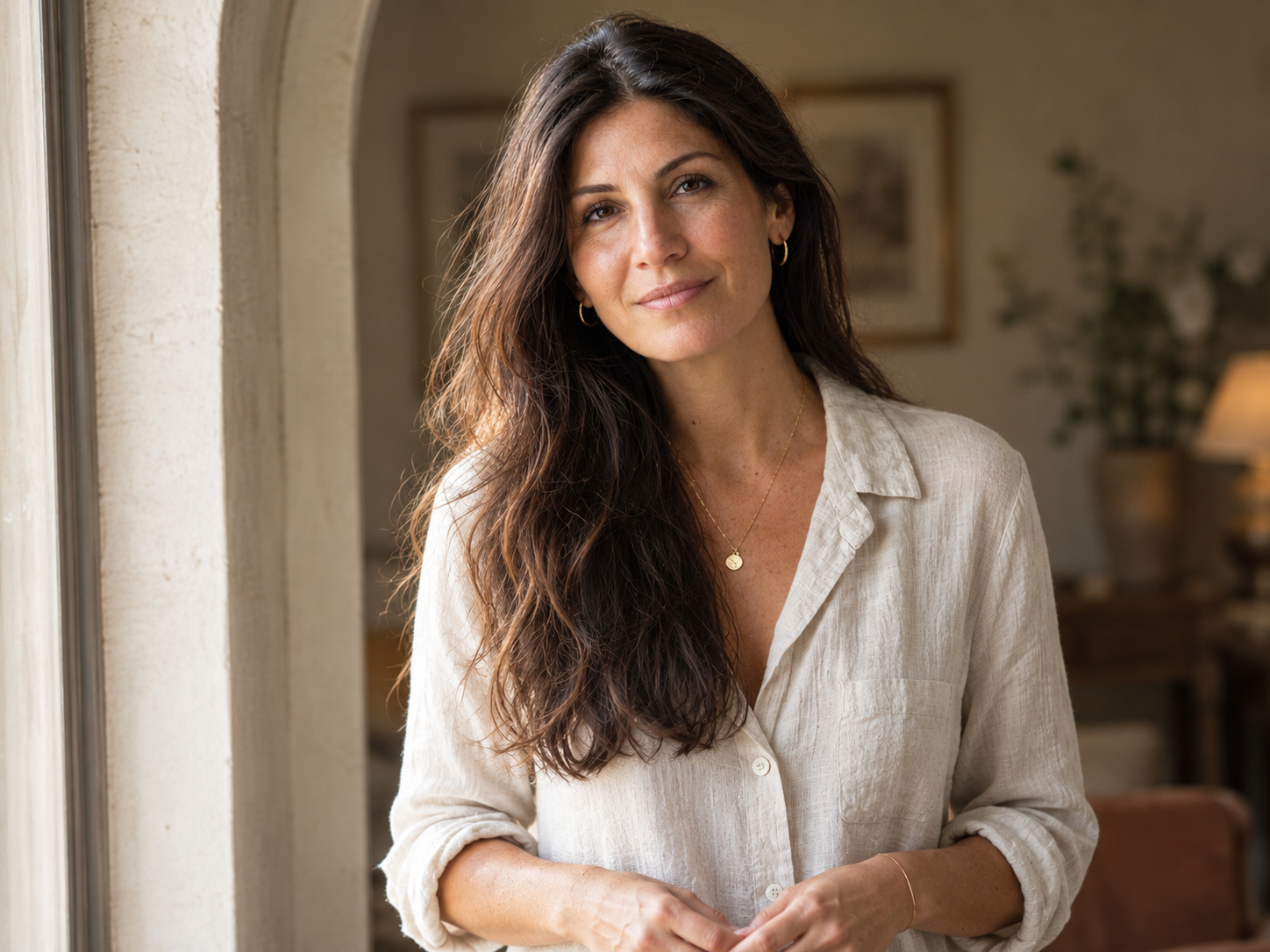Astara today, international psychic medium and energy healer, in soft natural light